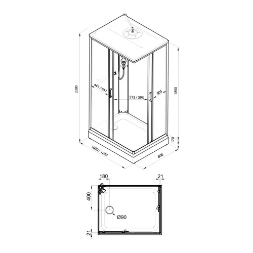 Душевая кабина Triton КВАДРО А NEW (низкий поддон ), Выбрать размер: 100х80, изображение 7