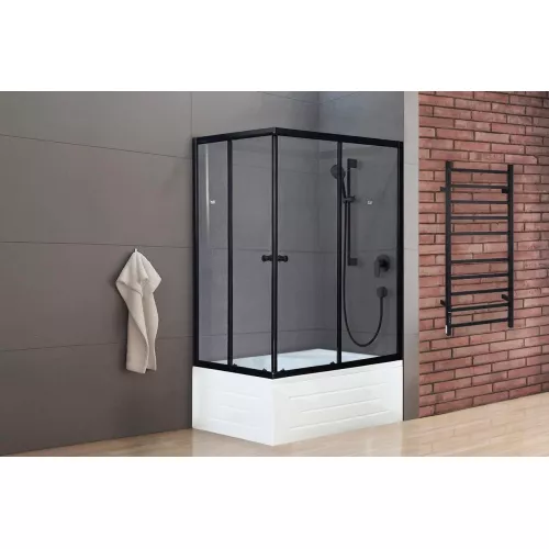 Душевой угол Royal Bath RB 8100BP/RB8120BP прямоугольный, Цвет стекла: прозрачное, Цвет профиля: Черный, Выбрать размер: 120x80, Ориентация: правая