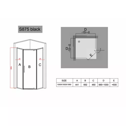 Душевой угол Black & White S875 100х100, изображение 3