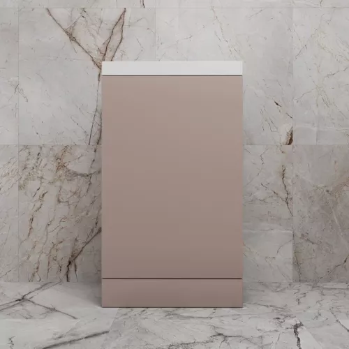 Тумба напольная "МОНО 50" с раковиной ASTI 50, санд пудровый, Выбрать цвет: Санд Пудровый, Внешний вид: с белой раковиной