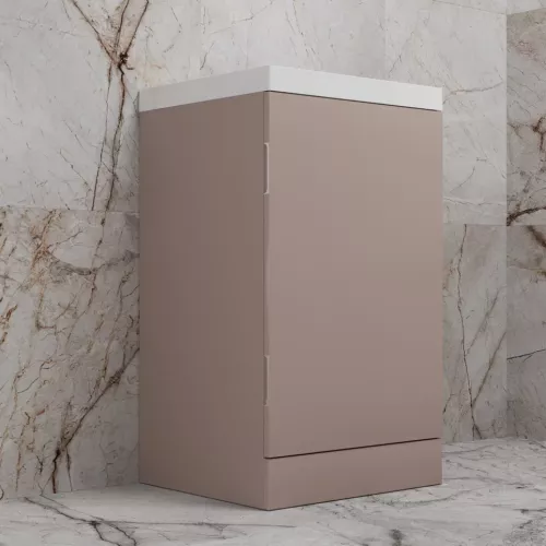 Тумба напольная "МОНО 50" с раковиной ASTI 50, санд пудровый, Выбрать цвет: Санд Пудровый, Внешний вид: с белой раковиной, изображение 2