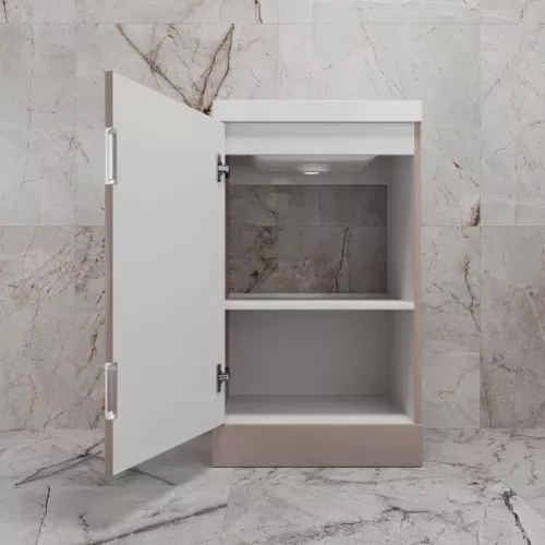 Тумба напольная "МОНО 50" с раковиной ASTI 50, санд пудровый, Выбрать цвет: Санд Пудровый, Внешний вид: с белой раковиной, изображение 5