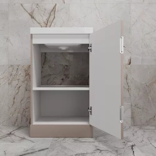 Тумба напольная "МОНО 50" с раковиной ASTI 50, санд пудровый, Выбрать цвет: Санд Пудровый, Внешний вид: с белой раковиной, изображение 6