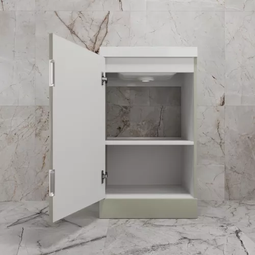 Тумба напольная "МОНО 50" с раковиной ASTI 50, санд серая галька, Выбрать цвет: Серая галька, Внешний вид: с белой раковиной, изображение 4