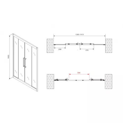 Душевая дверь ABBER Schwarzer Diamant прозрачное/черный 180, изображение 3