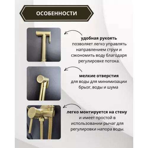 Душ гигиенический ACWEN 82003BG матовое золото, Выбрать цвет: Золото матовое, изображение 5