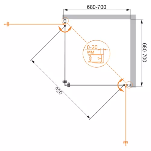 Душевой уголок CEZARES ELENA-W-A-2-C-Cr 70х70, изображение 4