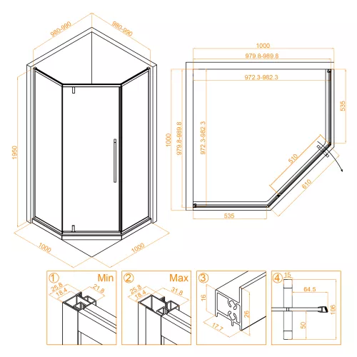 Душевой уголок RGW SV-81  80х80 хром, изображение 8