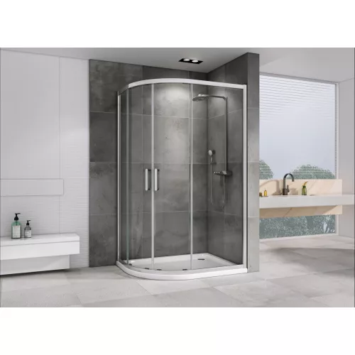 Душевой уголок ABBER Schwarzer Diamant асимметричный, прозрачное/хром 120х80, изображение 2