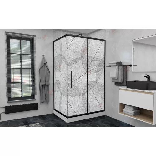 Душевой уголок AvaCan FB+SB матовое с рисунком/черный, изображение 2