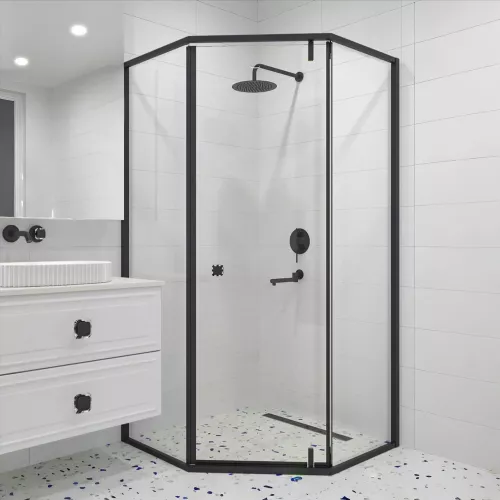 Душевой уголок RGW HO-088B прозрачное/черный, Цвет стекла: прозрачное, Цвет профиля: Черный, Выбрать размер: 90х90, изображение 2