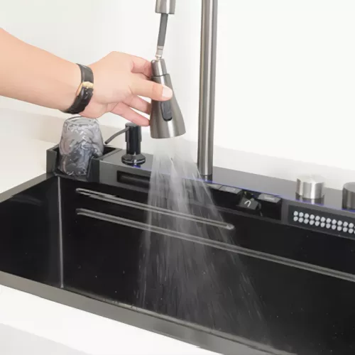 Многофункциональная мойка Ceruttispa GLORIA II nano black (серая) из нержавеющей стали, кухонная, изображение 11