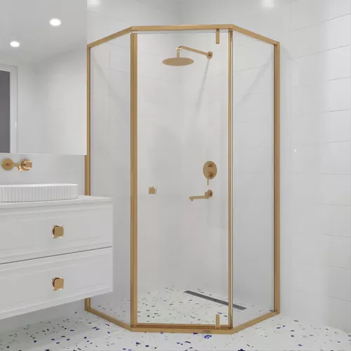 Душевой уголок RGW HO-088Gb прозрачное/золото, Цвет стекла: прозрачное, Цвет профиля: Золото, Выбрать размер: 90х90, изображение 2