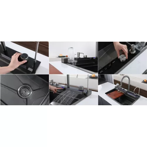 Многофункциональная мойка Ceruttispa GLORIA II nano black (серая) из нержавеющей стали, кухонная, изображение 14