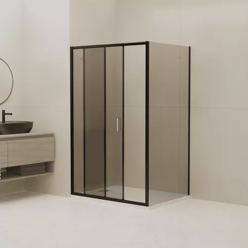 Душевой уголок RGW CL-133B (CL-13B + Z-03B) тонированное/черный, Цвет стекла: тонированное, Цвет профиля: Черный, Выбрать размер: 150х90, изображение 2