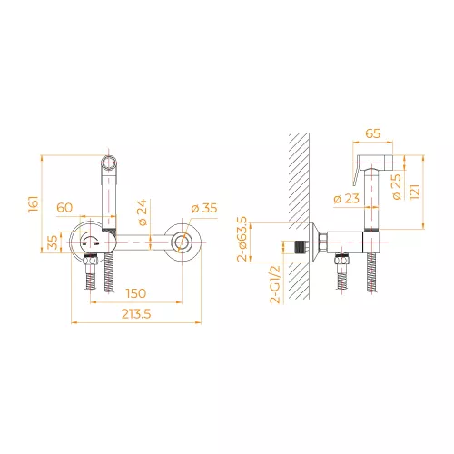 Гигиенический душ с поворотным управлением RGW SP-216Gb, Выбрать цвет: Золото, изображение 3