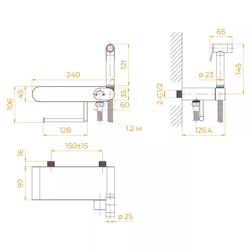 Гигиенический душ со смесителем RGW SP-222, Выбрать цвет: Хром, изображение 7