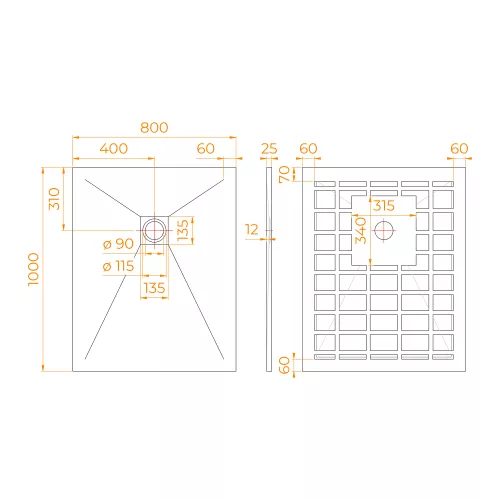 Душевой поддон прямоугольный STONE TRAY-G, Выбрать цвет: серый, Выбрать размер: 800x1000, изображение 5