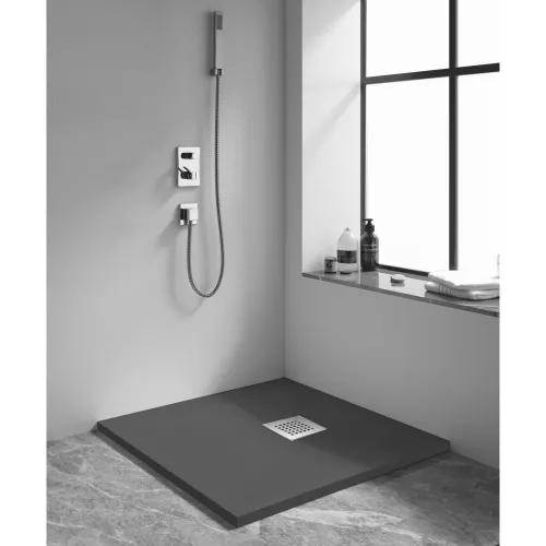 Душевой поддон квадрат STONE TRAY-G  800x800, Выбрать цвет: Серый, Выбрать размер: 800x800, изображение 3