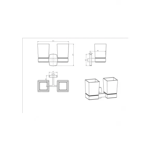 Стакан Двойной Подвесной Ceramalux CUBE 12603, изображение 2