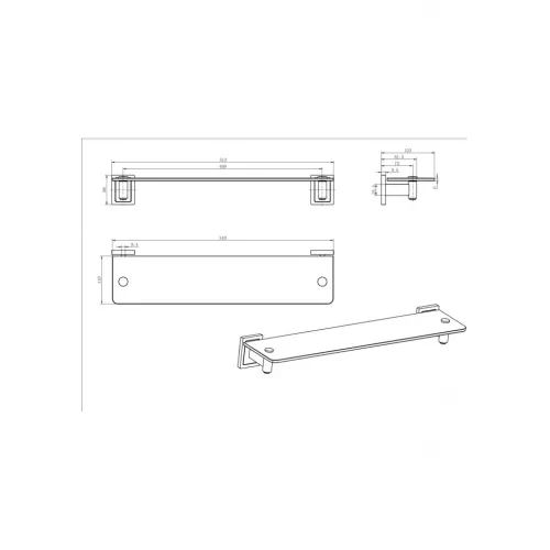 Полка Стеклянная Ceramalux GAMMA 12311, изображение 2