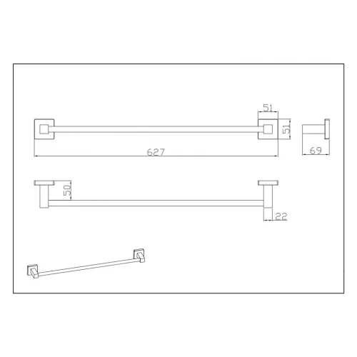 Полотенцедержатель Ceramalux QUADRO 61908, изображение 2