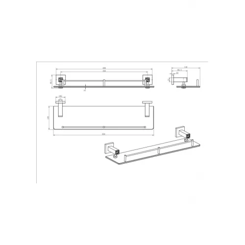 Полка стелянная Ceramalux VENEZIA 88611-1, изображение 2