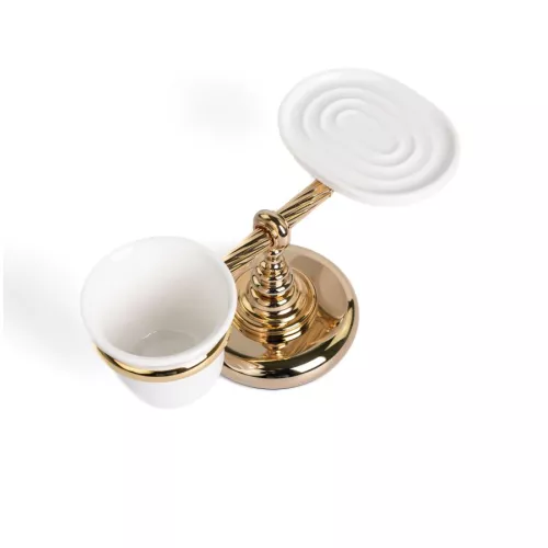 Stil Haus Giunone  настольные керамические мыльница + стакан   золото, изображение 2