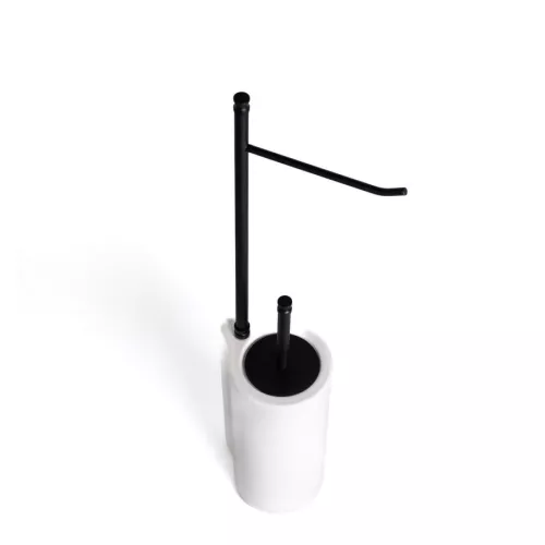 Stil Haus Hashi  cтойка: бумагодержатель + ерш керамический   чёрный матовый - белая керамика, изображение 2