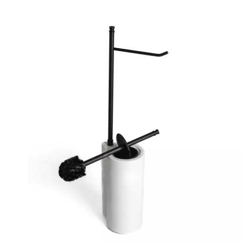 Stil Haus Hashi  cтойка: бумагодержатель + ерш керамический   чёрный матовый - белая керамика, изображение 5