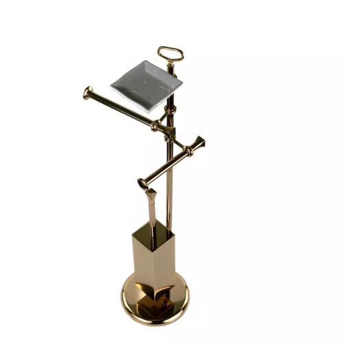 Stil Haus Prisma  cтойка: мыльн. + полотенцедер.+ бумагодер. + ёрш метал.   золото - белая керам, изображение 4