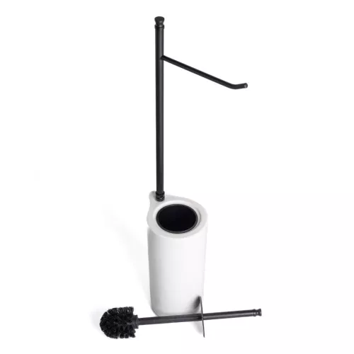 Stil Haus Hashi  cтойка: бумагодержатель + ерш керамический   чёрный матовый - белая керамика, изображение 3