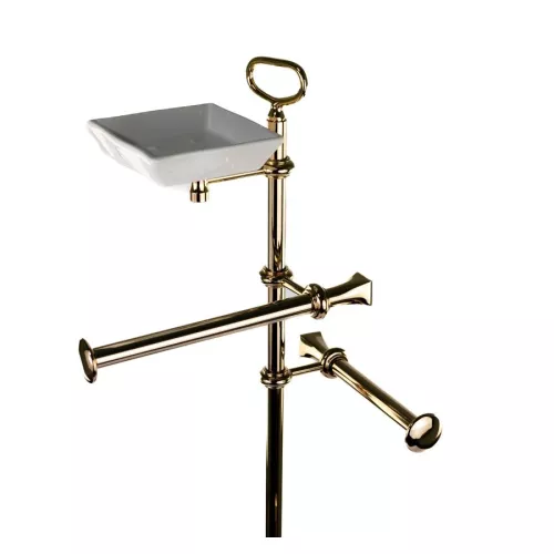 Stil Haus Prisma  cтойка: мыльн. + полотенцедер.+ бумагодер. + ёрш метал.   золото - белая керам, изображение 6