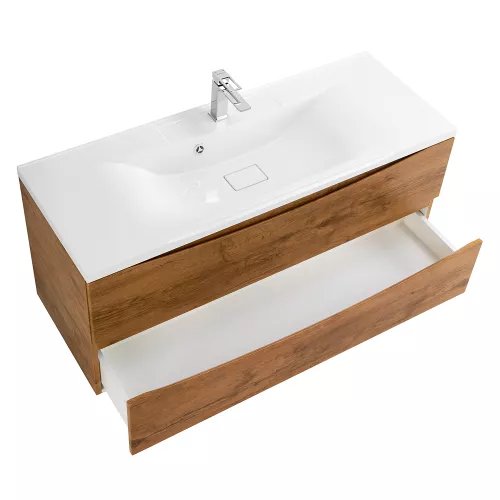 Тумба подвесная BelBagno MARINO Rovere Nature, раковина белая/черная, Выбрать цвет: Дуб Натуральный, Выбрать размер: 120, Внешний вид: с белой раковиной, изображение 3