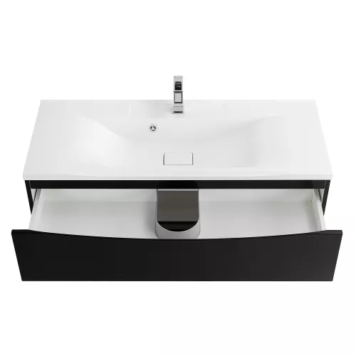 Тумба подвесная BelBagno MARINO Nero Lucido, раковина белая/черная, Выбрать цвет: Черный глянец, Выбрать размер: 120, Внешний вид: с белой раковиной, изображение 7
