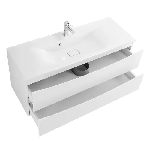 Тумба подвесная BelBagno MARINO Bianco Opaco, раковина белая/черная, Выбрать цвет: Белый матовый, Выбрать размер: 120, Внешний вид: с белой раковиной, изображение 5