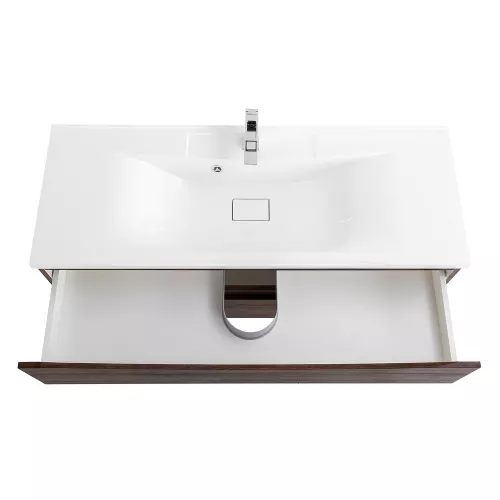 Тумба подвесная BelBagno MARINO Rovere Moro, раковина белая/черная, Выбрать цвет: дуб темный, Выбрать размер: 120, Внешний вид: с белой раковиной, изображение 4