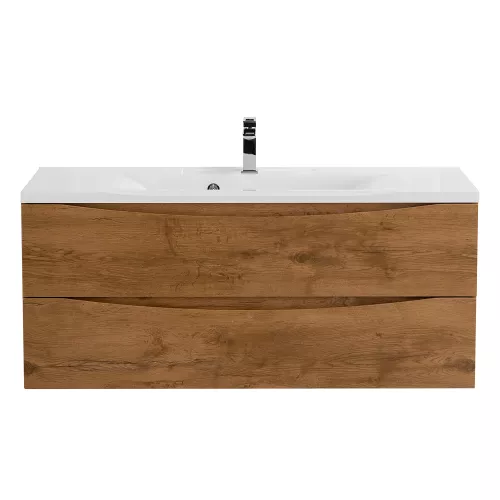 Тумба подвесная BelBagno MARINO Rovere Nature, раковина белая/черная, Выбрать цвет: Дуб Натуральный, Выбрать размер: 120, Внешний вид: с белой раковиной