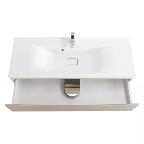 Тумба подвесная BelBagno MARINO Crema Opaco, раковина белая/черная, Выбрать цвет: Кремовый матовый, Выбрать размер: 120, Внешний вид: с белой раковиной, изображение 4