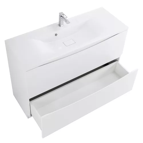 Тумба напольная с белой/черной раковиной BelBagno MARINO Bianco Lucido, Выбрать цвет: Белый глянец, Выбрать размер: 120, Внешний вид: с белой раковиной, изображение 3