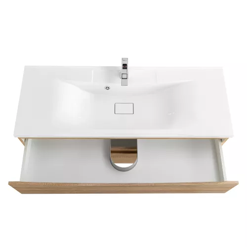 Тумба подвесная BelBagno MARINO Rovere Bianco, раковина белая/черная, Выбрать цвет: Дуб белый, Выбрать размер: 120, Внешний вид: с белой раковиной, изображение 4