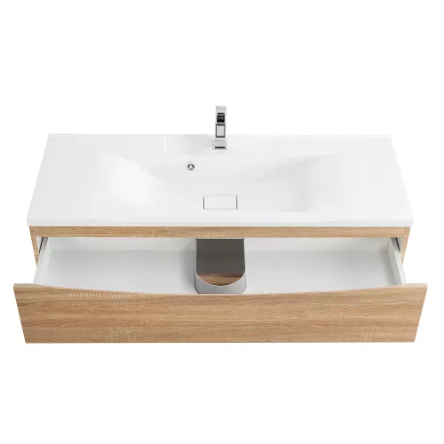 Тумба подвесная BelBagno MARINO Rovere Bianco, раковина белая/черная, Выбрать цвет: Дуб белый, Выбрать размер: 120, Внешний вид: с белой раковиной, изображение 7