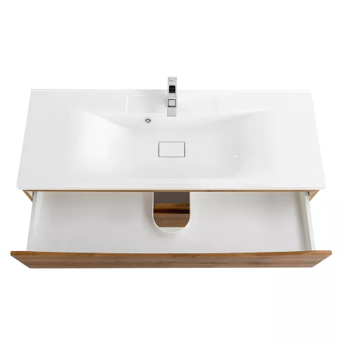 Тумба подвесная BelBagno MARINO Rovere Nature, раковина белая/черная, Выбрать цвет: Дуб Натуральный, Выбрать размер: 120, Внешний вид: с белой раковиной, изображение 4