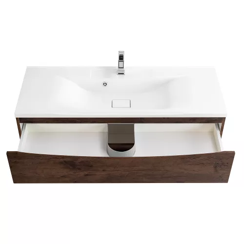 Тумба подвесная BelBagno MARINO Rovere Moro, раковина белая/черная, Выбрать цвет: дуб темный, Выбрать размер: 120, Внешний вид: с белой раковиной, изображение 7