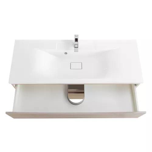 Тумба подвесная BelBagno MARINO Rovere Grigio, раковина белая/черная, Выбрать цвет: дуб серый, Выбрать размер: 120, Внешний вид: с белой раковиной, изображение 4