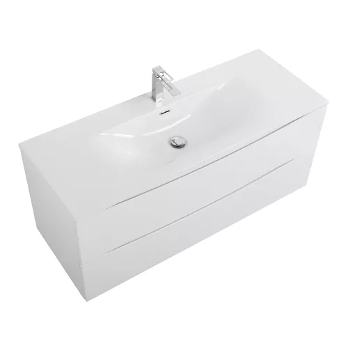 Тумба с раковиной подвесная BelBagno MARINO-CER-N Bianco Lucido, Выбрать цвет: Белый глянец, Выбрать размер: 120, Внешний вид: с белой раковиной, изображение 6