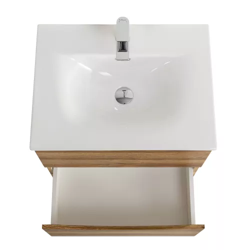 Тумба с раковиной подвесная BelBagno MARINO-CER-N Rovere Rustico, Выбрать цвет: Дуб рустикальный, Выбрать размер: 60, Внешний вид: с белой раковиной, изображение 7