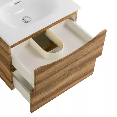 Тумба с раковиной подвесная BelBagno MARINO-CER-N Rovere Rustico, Выбрать цвет: Дуб рустикальный, Выбрать размер: 60, Внешний вид: с белой раковиной, изображение 5