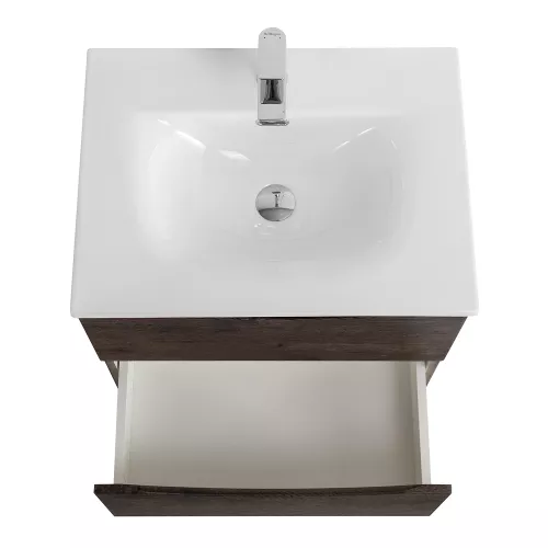 Тумба с раковиной подвесная BelBagno MARINO-CER-N Rovere Nature Grigio, Выбрать цвет: Дуб серый натуральный, Выбрать размер: 60, Внешний вид: с белой раковиной, изображение 7