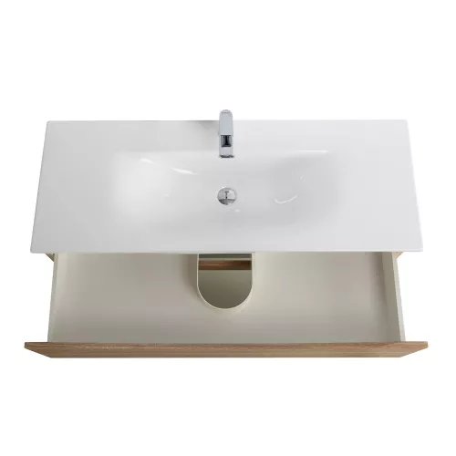 Тумба с раковиной подвесная BelBagno MARINO-CER-N  Rovere Bianco, Выбрать цвет: Дуб белый, Выбрать размер: 120, Внешний вид: с белой раковиной, изображение 5